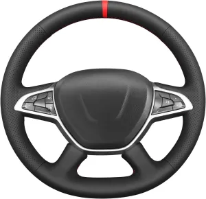 MEWANT Steering Wheel Covers for Dacia Logan 2020 / Dacia Sandero 2018 / Dacia Duster 2022 / Dacia Spring 2021 Hand-Stitched Genuine Leather Car Steering Wrap