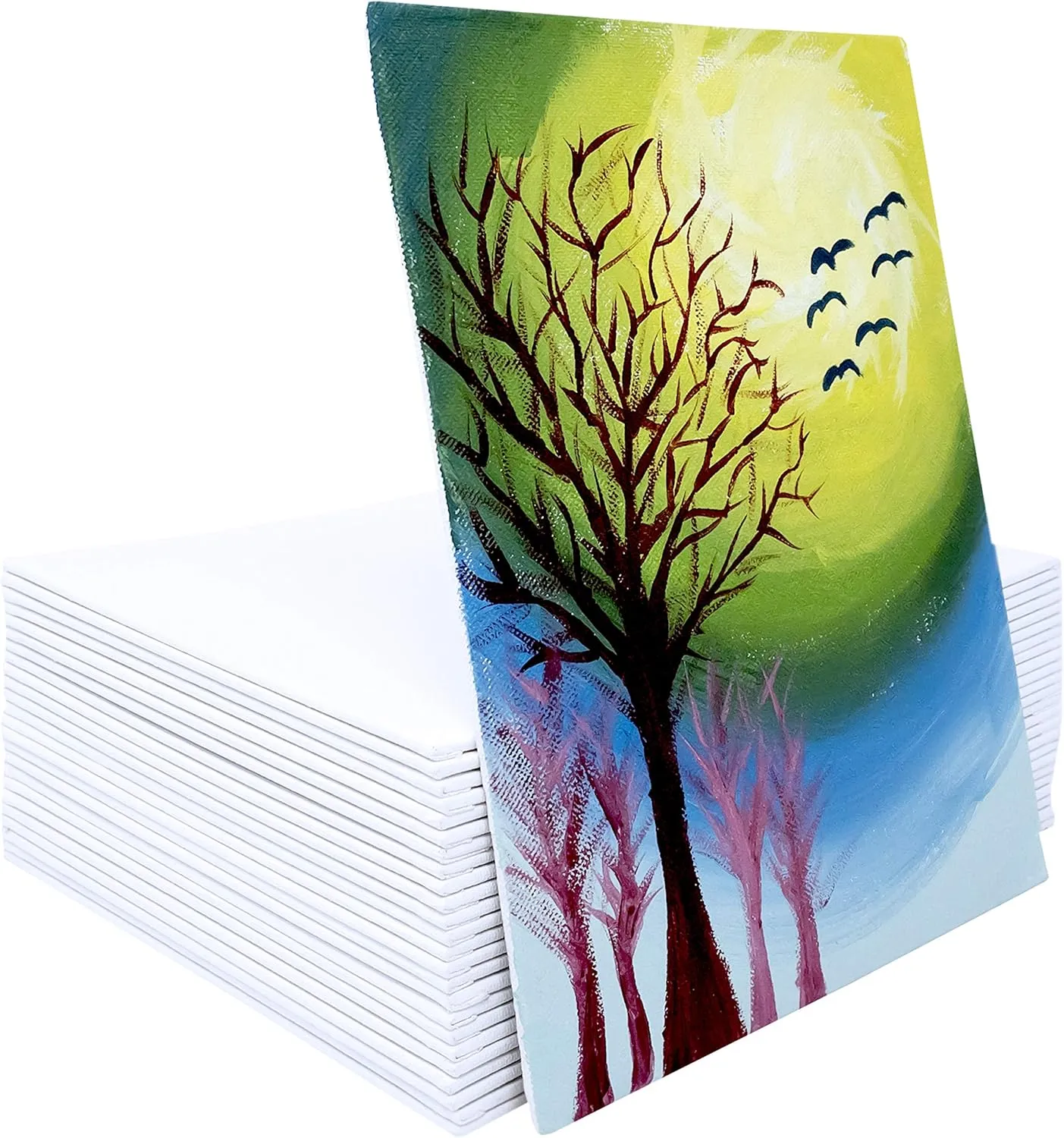 milo Canvas Panel Boards for Painting | 8x10 inches | 24 Pack of Flat Canvas Panels, Primed & Ready to Paint Art Supplies for Acrylic, Oil, Mixed Wet Media, & Pouring, Bulk Painting Party Pack