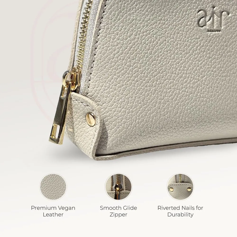 Mini Travel Essentials Makeup Bag - Elegant & Compact Cosmetic Pouch For On-The-Go Beauty - Gray