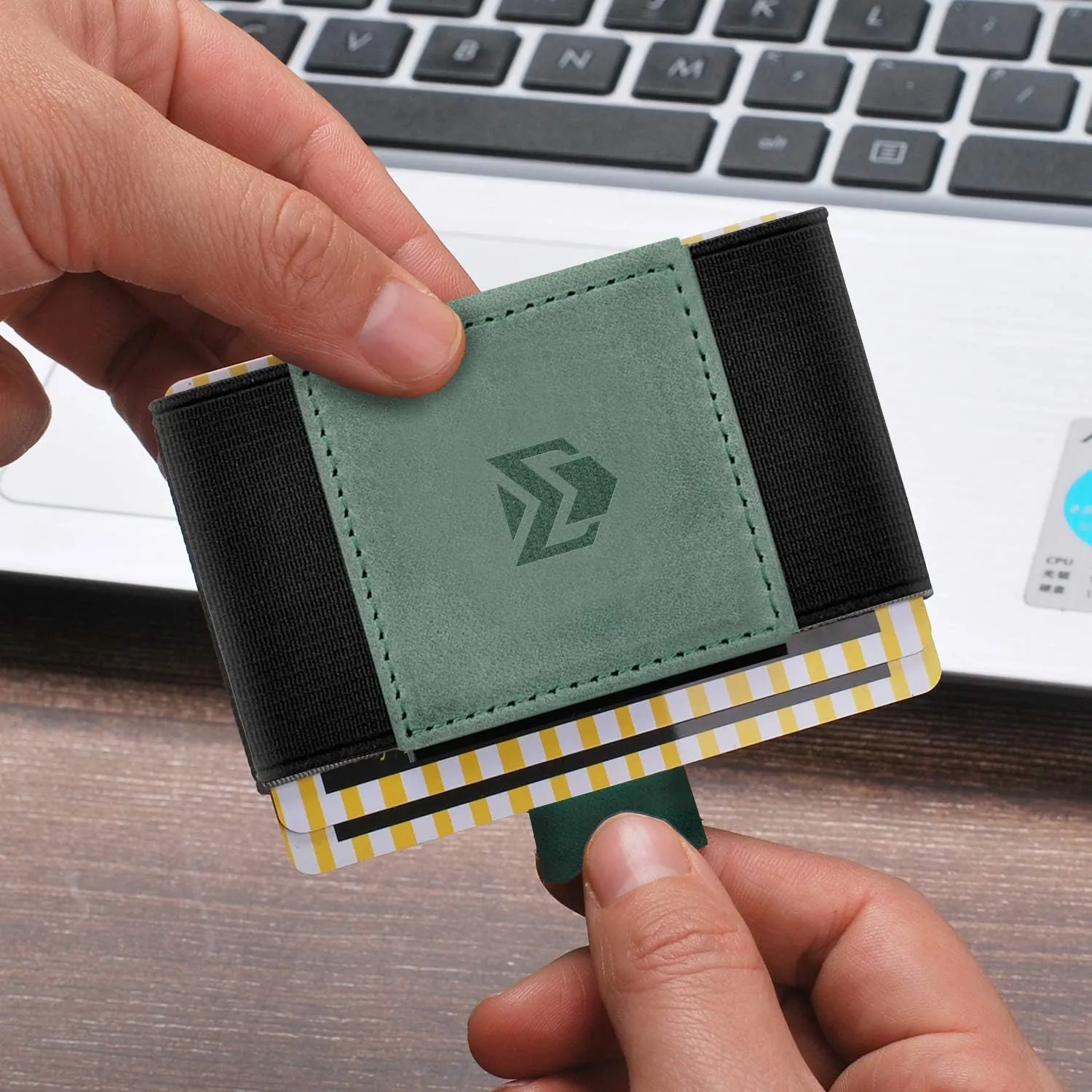 Minimalist Slim Elastic Wallet - Small Front Pocket Credit Card Holder for Men & Women Holds Up to 12 Card & Cash