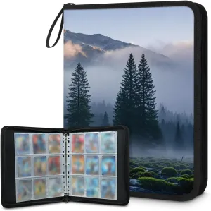Misty Mountain 3 Ring Trading Zipper Binder Strap, Trading Card Binder 9 Pocket, 900 Pockets Card Holder with 50 Removable Sleeves for Game Cards