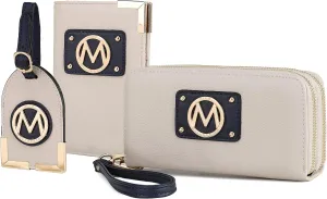 MKF Collection Women's Travel Gift 3 Piece Set - Wristlet Wallet -Passport Holder - Luggage Name Hang Tag by Mia K