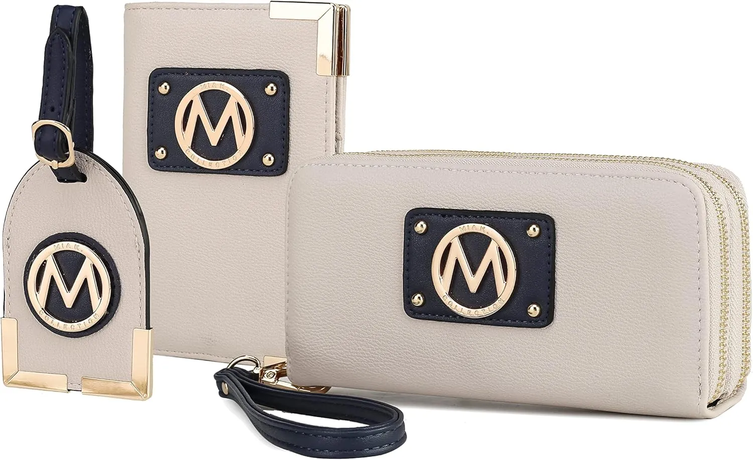 MKF Collection Women's Travel Gift 3 Piece Set - Wristlet Wallet -Passport Holder - Luggage Name Hang Tag by Mia K