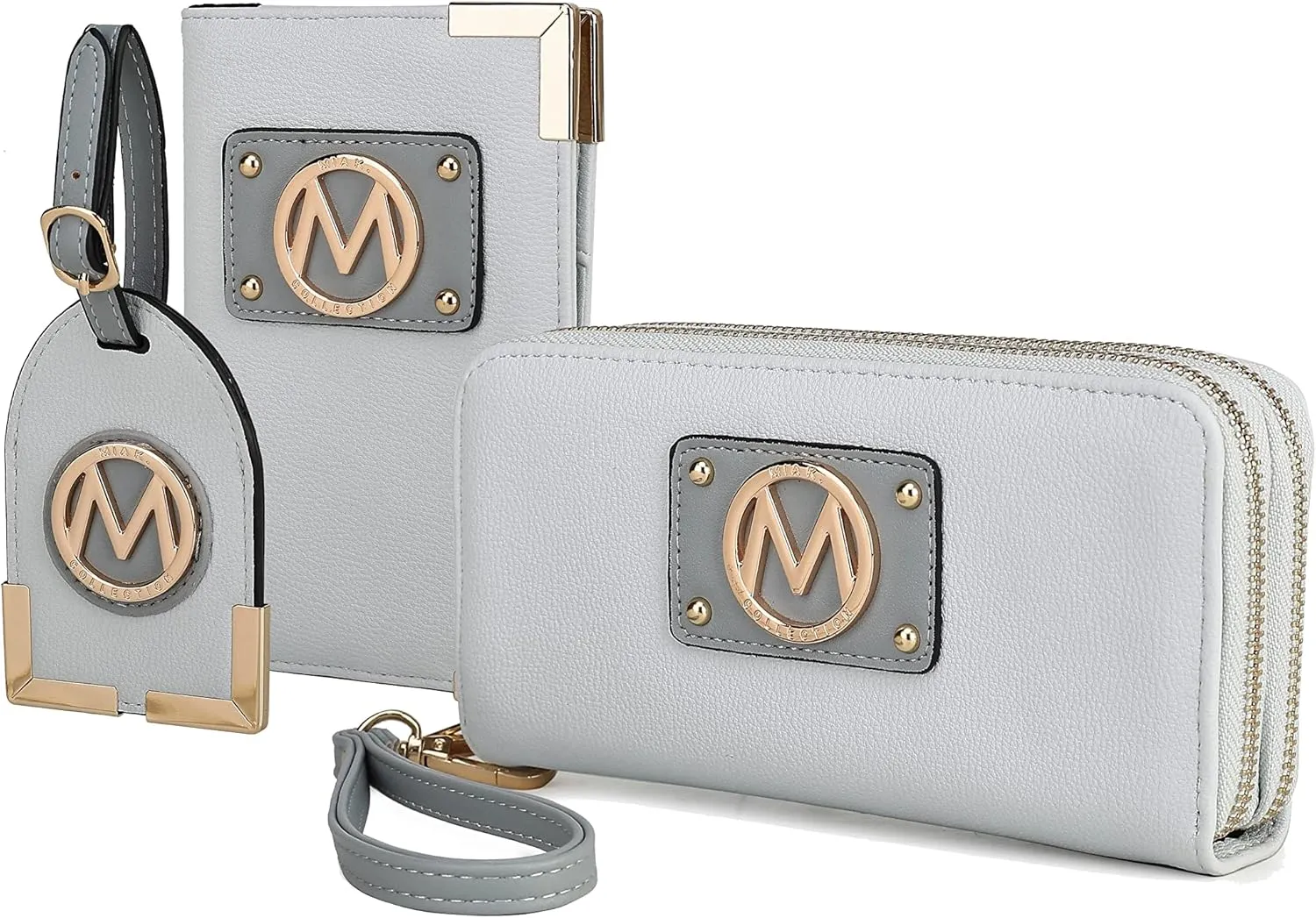 MKF Collection Women's Travel Gift 3 Piece Set - Wristlet Wallet -Passport Holder - Luggage Name Hang Tag by Mia K