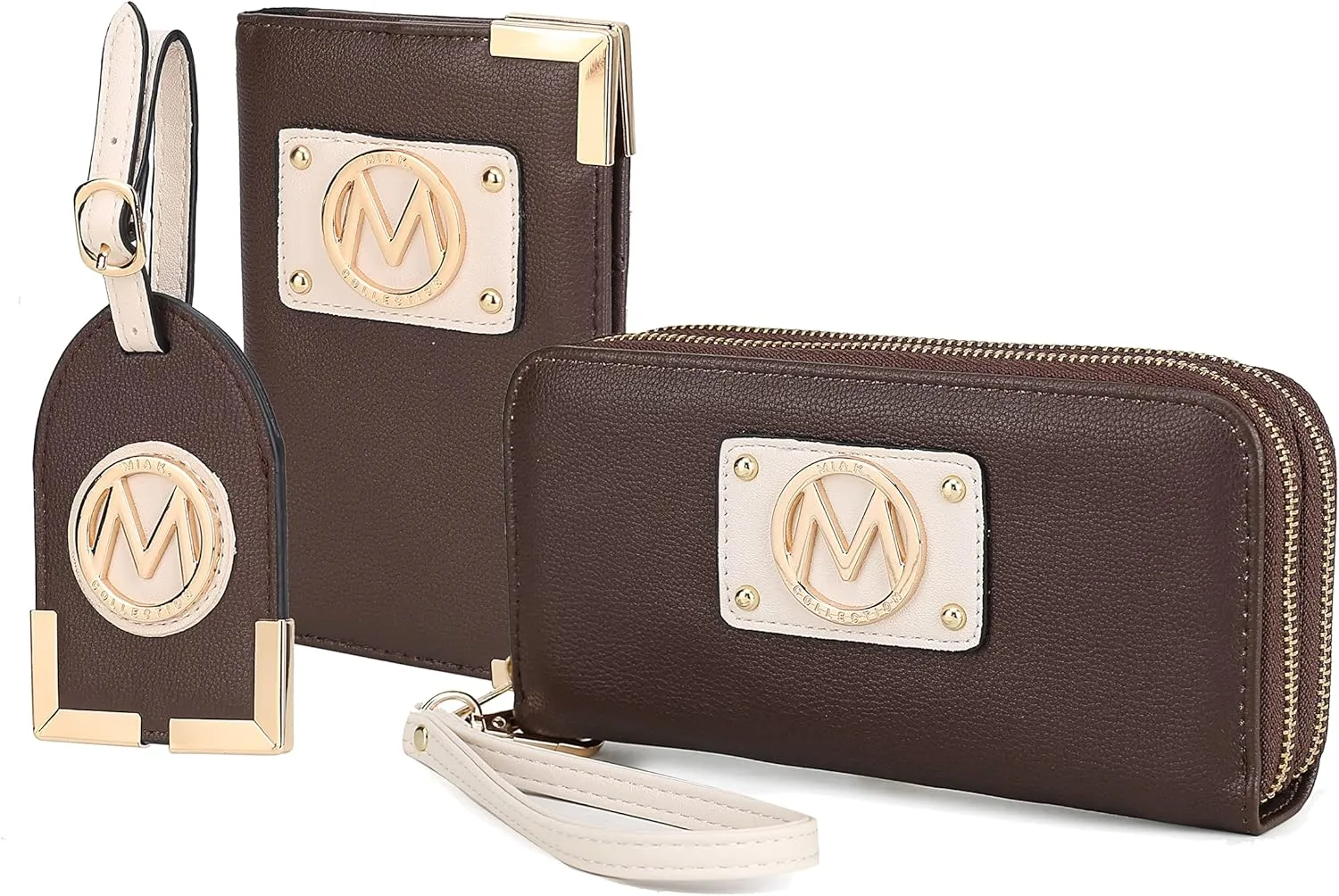 MKF Collection Women's Travel Gift 3 Piece Set - Wristlet Wallet -Passport Holder - Luggage Name Hang Tag by Mia K