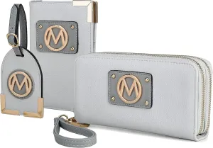 MKF Collection Women's Travel Gift 3 Piece Set - Wristlet Wallet -Passport Holder - Luggage Name Hang Tag by Mia K