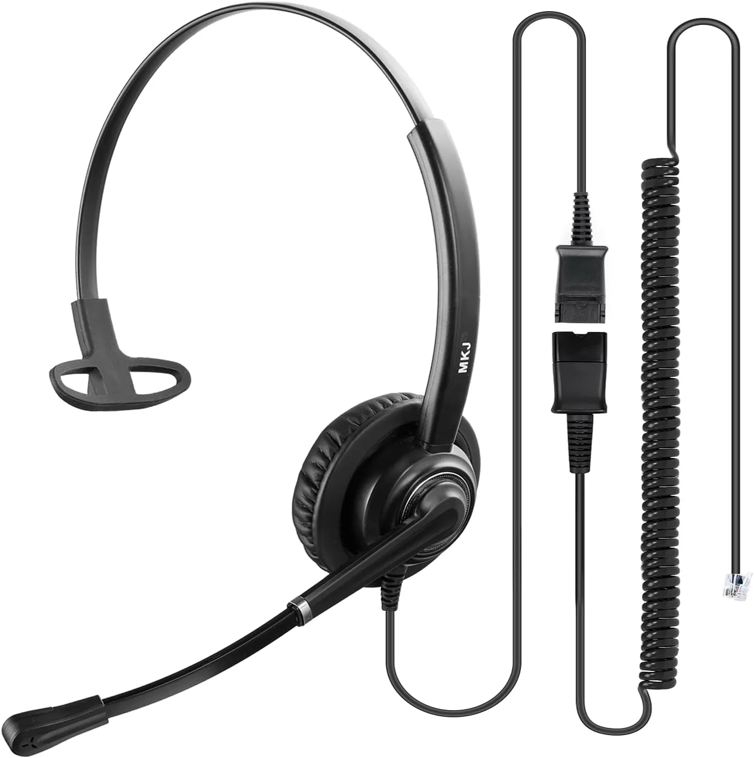 MKJ Telephone Headset with Microphone for Office Phones, Wired Headphone Noise Cancelling with RJ9 Jack for Call Center Panasonic KX-HDV130 Grandstream GXP-1625 Sangoma Snom 370 T22P T46G T48S etc