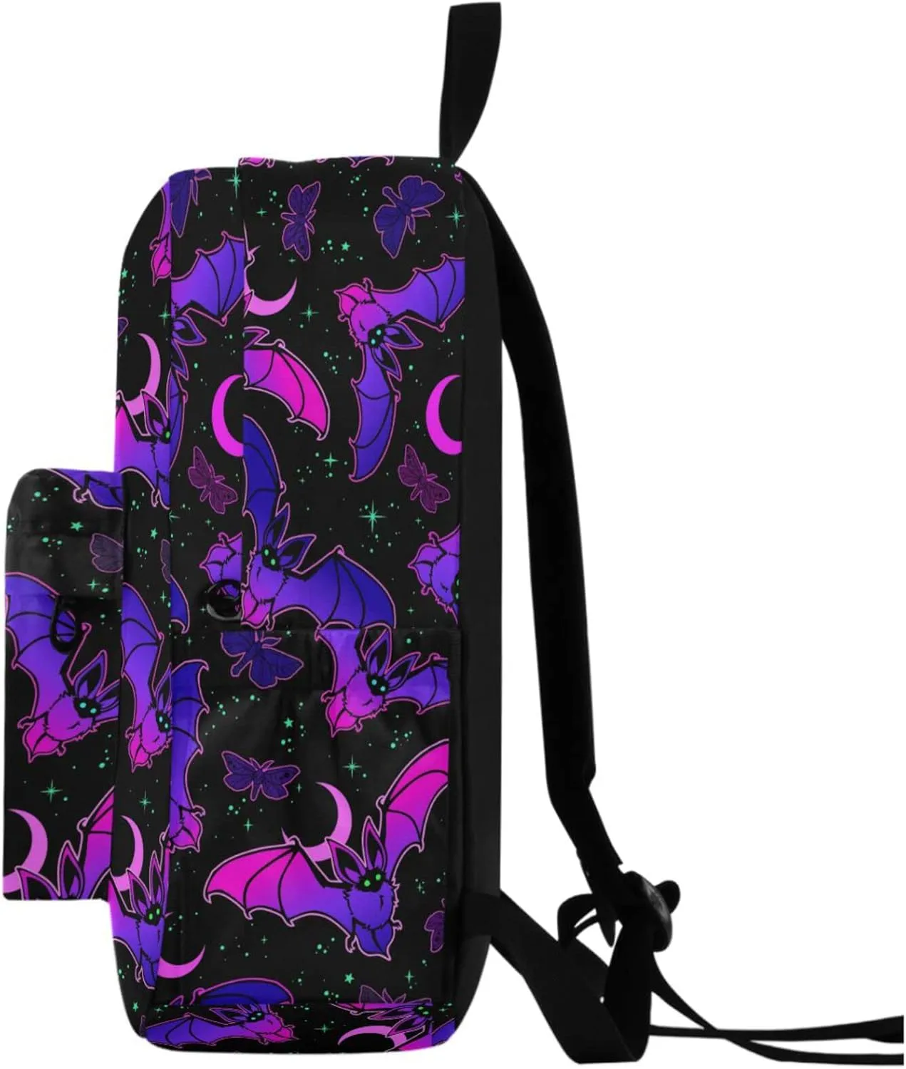 MNSRUU Student Backpack for School Purple Bat Gothic Laptop Backpack Aesthetic Girls Boys School Bookbags Casual Daypack Backpack Fits 15.6 Inch Laptop