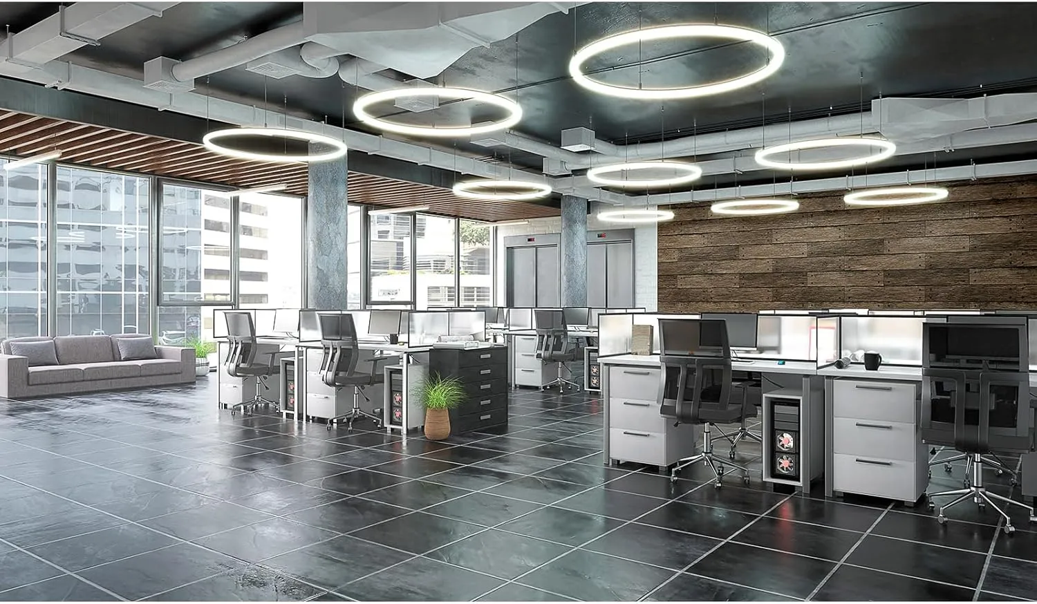 Modern Office Backdrop Video Conference Elegant Business Office Interior Brick Wall Virtual Photography Background Home Offices Live Video Zoom Calls Photoshoot Studio Background Props 8x6ft
