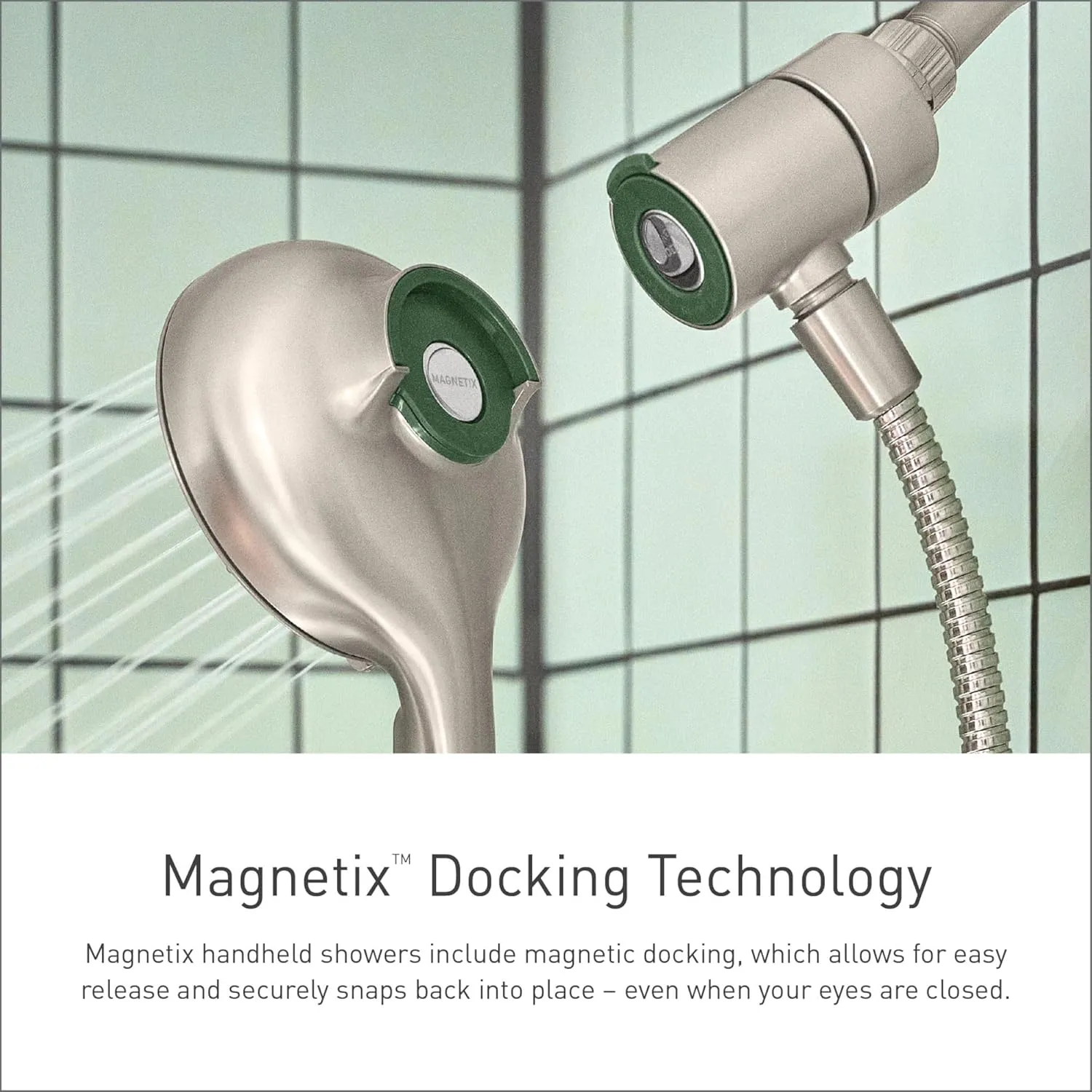 Moen 26100SRN Engage Magnetix 3.5-Inch Six-Function Handheld Showerhead with Magnetic Docking System, Spot Resist Brushed Nickel