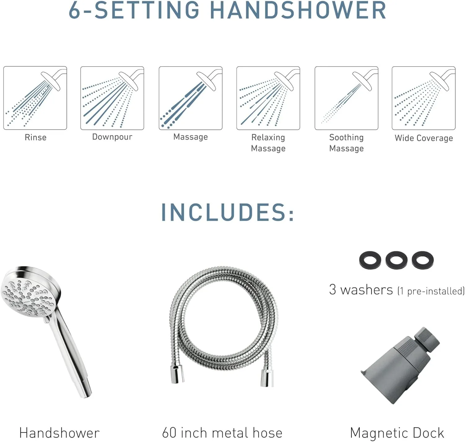 Moen 26100SRN Engage Magnetix 3.5-Inch Six-Function Handheld Showerhead with Magnetic Docking System, Spot Resist Brushed Nickel