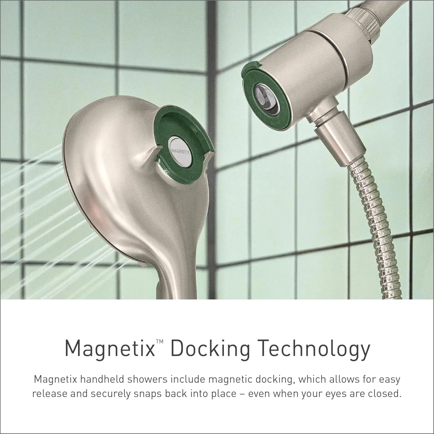 MOEN 26112 Engage Magnetix Six-Function 5.5-Inch Handheld Showerhead with Magnetic Docking System, Chrome