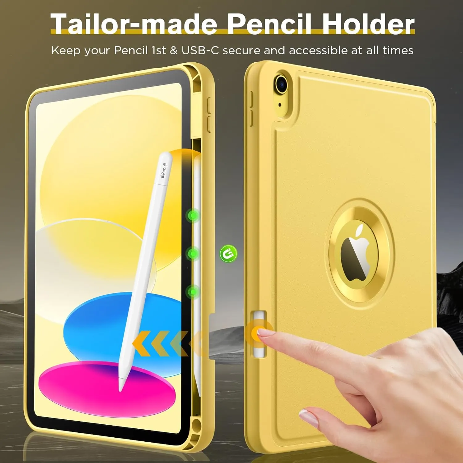 MoKo for iPad (A16) 11th Generation 2025 11-inch/10th Generation 10th 2022 10.9 inch Case with Pencil Holder, Smart Trifold iPad Case with Soft TPU Back Stand Cover, Auto Wake/Sleep,Light Yellow