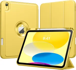MoKo for iPad (A16) 11th Generation 2025 11-inch/10th Generation 10th 2022 10.9 inch Case with Pencil Holder, Smart Trifold iPad Case with Soft TPU Back Stand Cover, Auto Wake/Sleep,Light Yellow