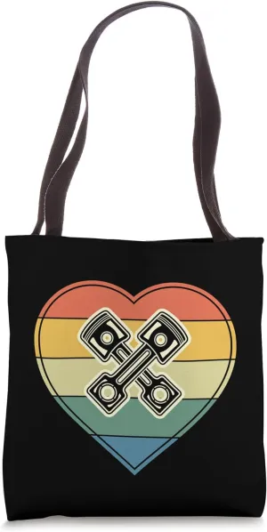 Motor piston heart vintage retro style for cool mechanics Tote Bag