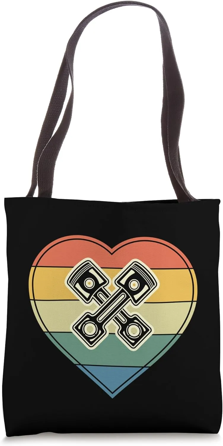 Motor piston heart vintage retro style for cool mechanics Tote Bag