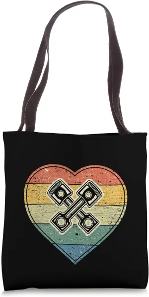 Motor piston in vintage used look heart for proud mechanics Tote Bag