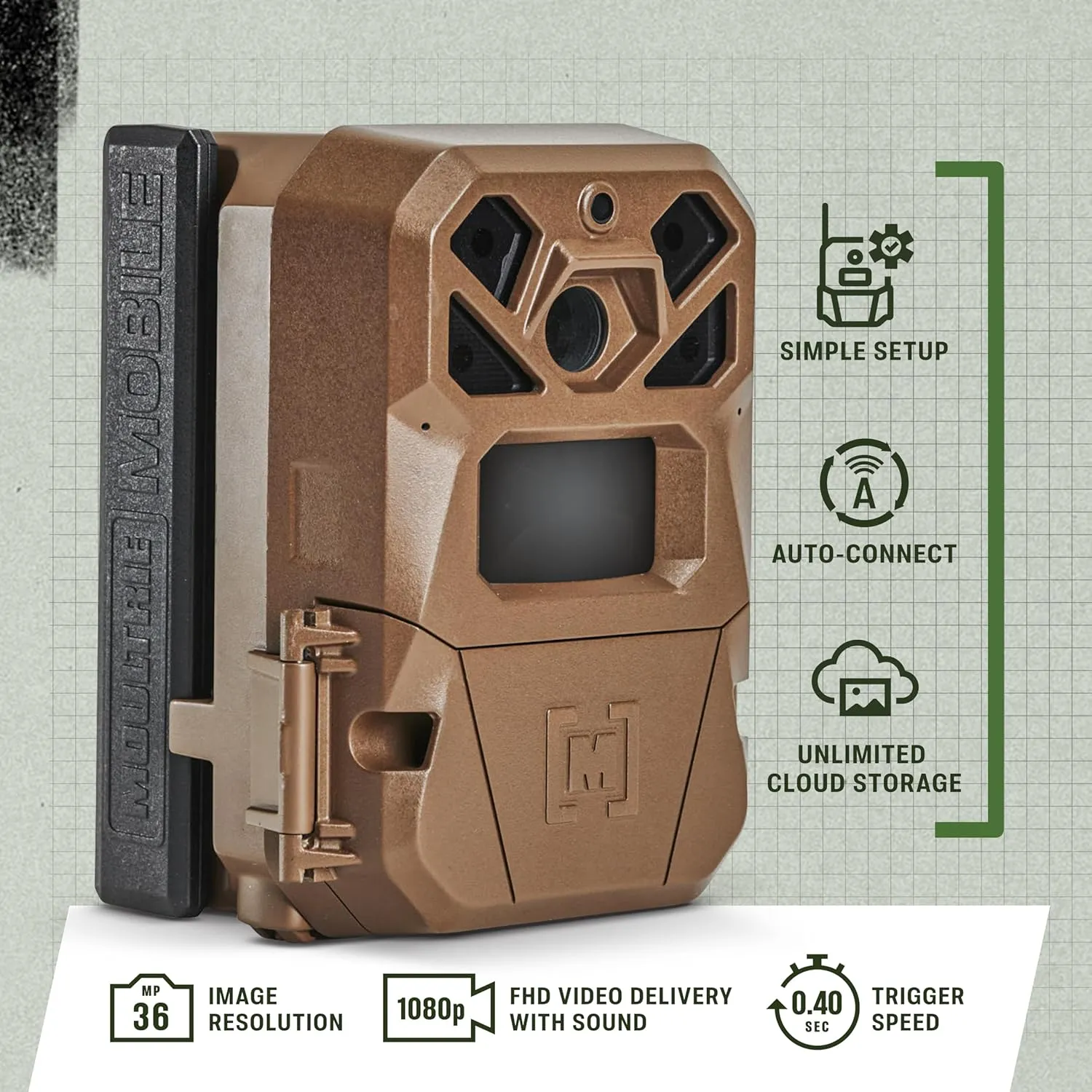 Moultrie Edge 2 Cellular Trail Camera - Auto Connect Nationwide 4G LTE - On Demand 36MP Photo - 1080P Video with HD Audio - 100 Ft Detection Range - Low Glow Flash