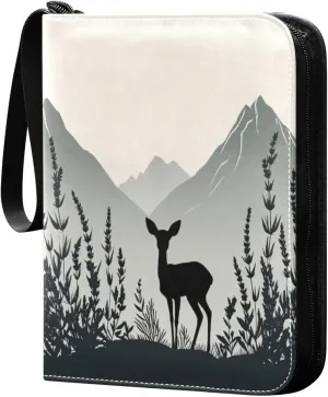 Mountain and Deer Card Binder 4 Pockets, 400 Pockets Trading Card Binder Removable Card Albums Card Holder for Games, Sports, Football, Baseball Cards
