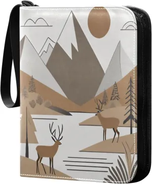 Mountain and Deer Card Binder 4 Pockets, 400 Pockets Trading Card Binder Removable Card Albums Card Holder for Games, Sports, Football, Baseball Cards