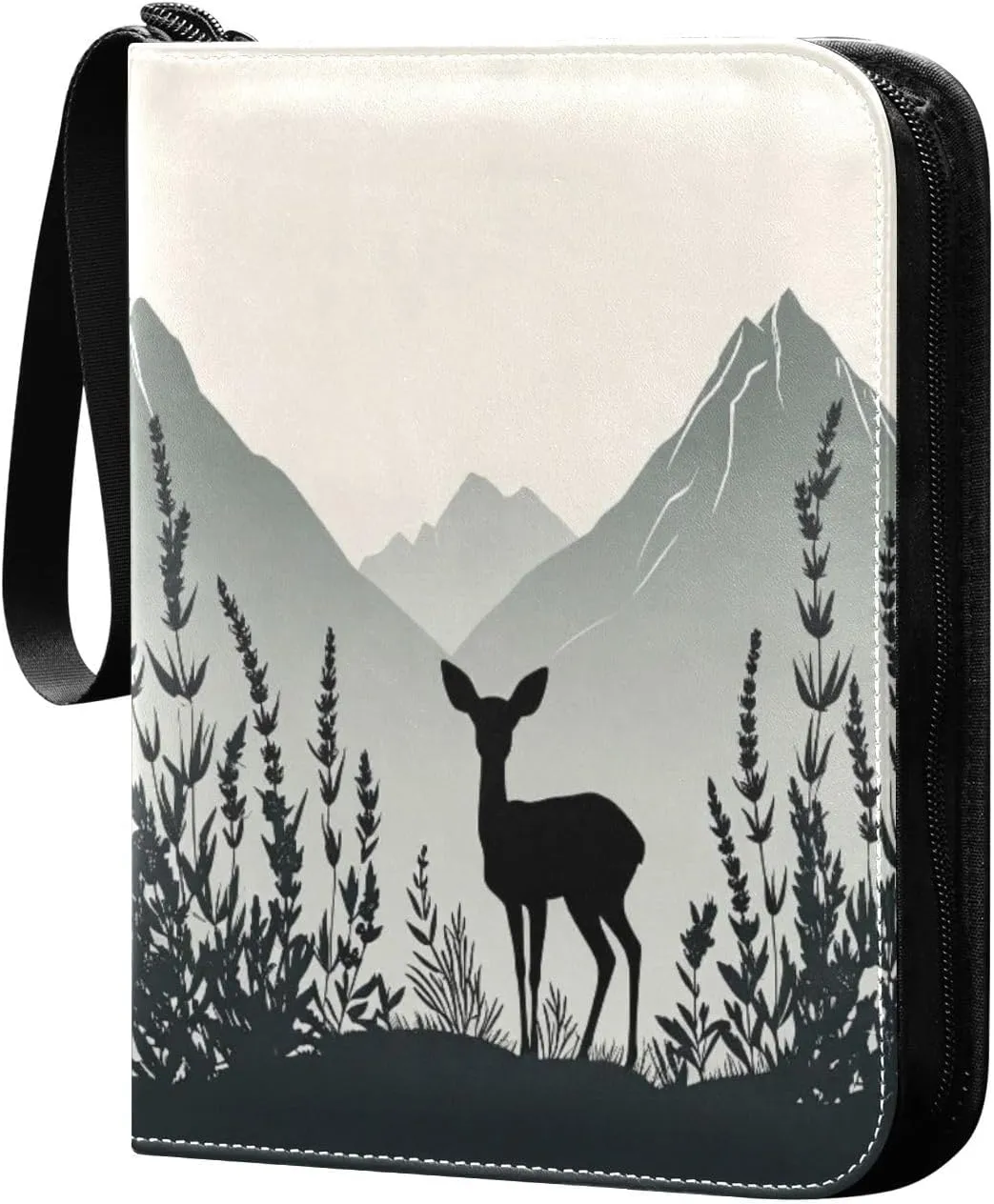 Mountain and Deer Card Binder 4 Pockets, 400 Pockets Trading Card Binder Removable Card Albums Card Holder for Games, Sports, Football, Baseball Cards