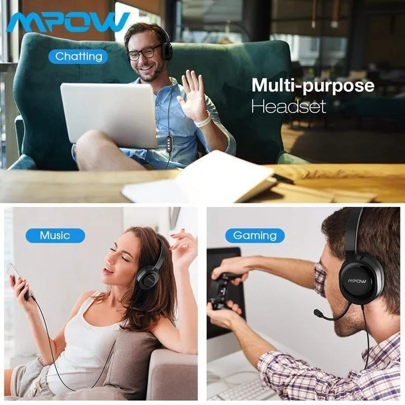 Mpow wired multi-purpose headset! Ideal for Dragon speak, Online courses, Skype chat, call center, conference calls, webinar presentations and more.