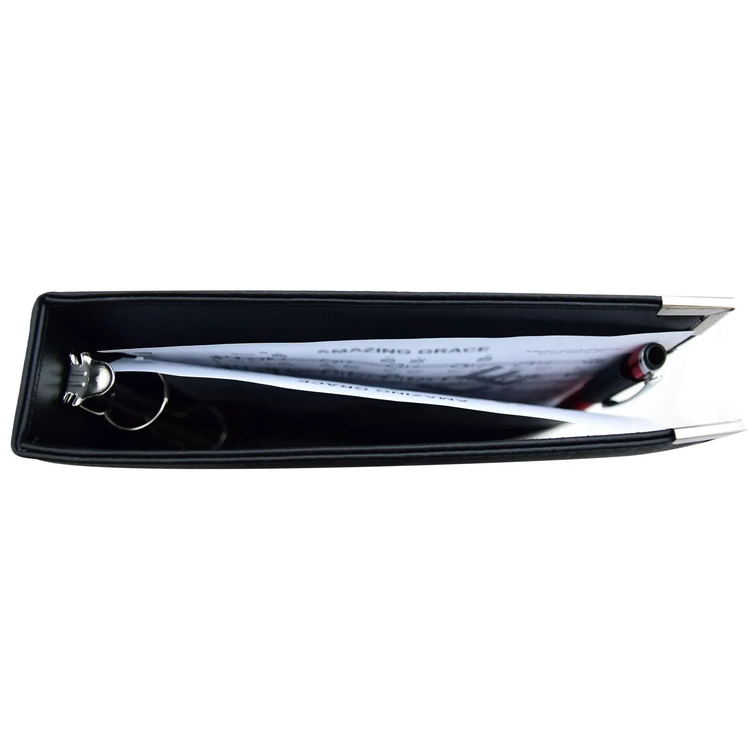 MSP PU Leather Sheet Music Holder | 9.5 x 12" - 3 Rings Choir Folder with Hand Strap for Musician - Medium Size (MSP-210)