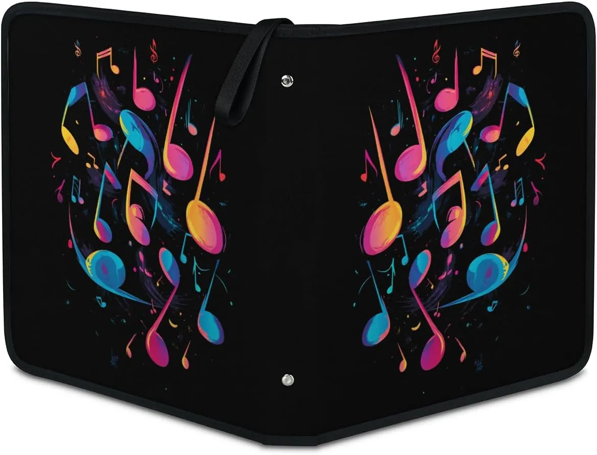 Musical Notes Trading Card Binder 4 Pocket 400 Cards Holder Collector Album with 50 Removable Sleeves Toys Gifts for Boys Girls Colorful Dark Game Sports Cards