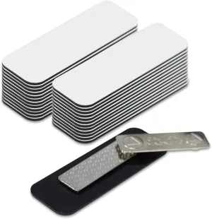 Name Tag/Badge Blanks - 25 Pack - White 1" X 3", Round Corners, Magnetic Backing. Durable Plastic DIY Engravable Magnetic Name Tag Kit for Office School Supplies
