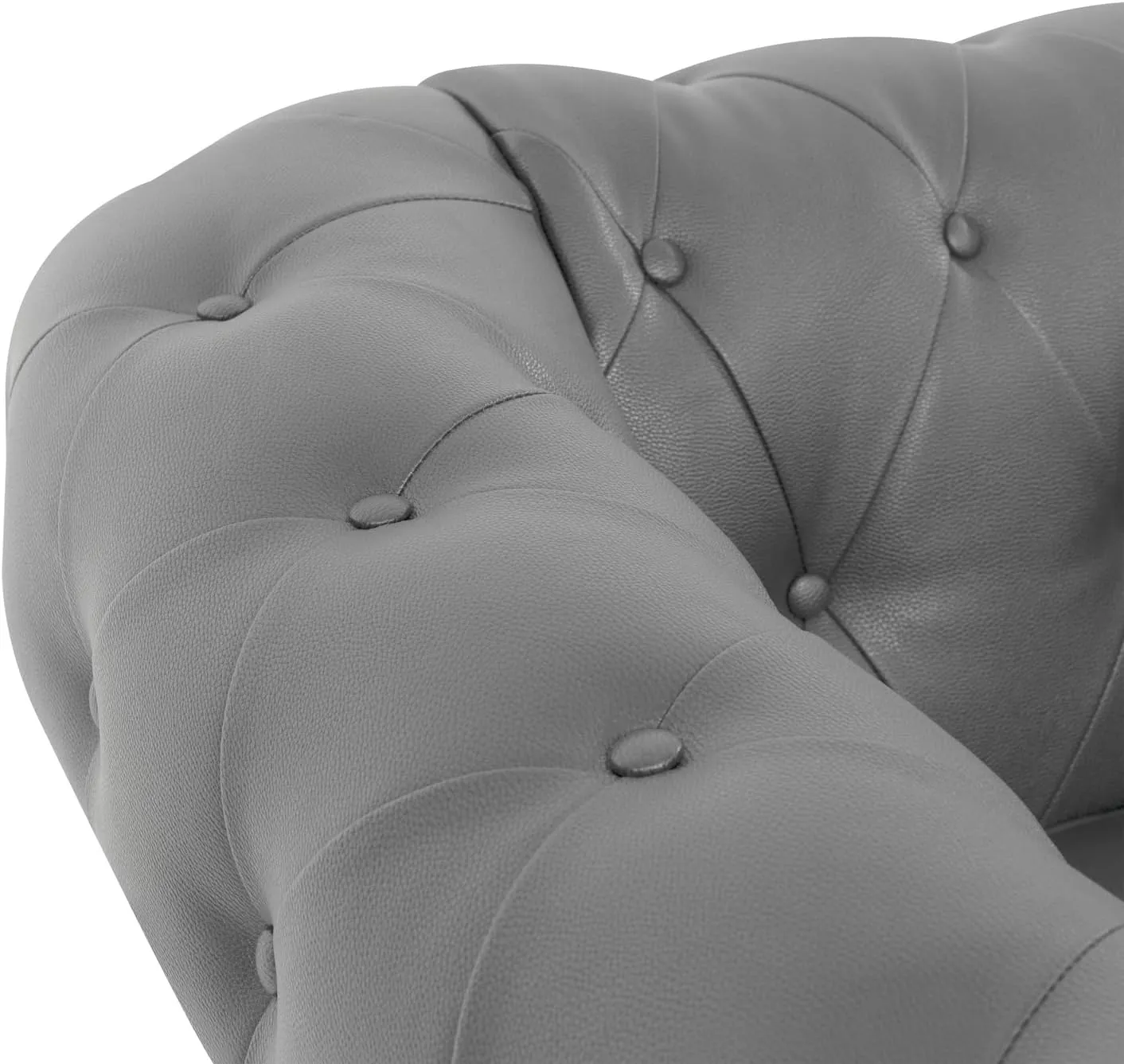 Naomi Home Chesterfield Accent Chair and Loveseat Set, Stylish Tufted Leather Couch and Chair for Living Room or Bedroom Furniture, Modern Design Gray/PU/Sofa