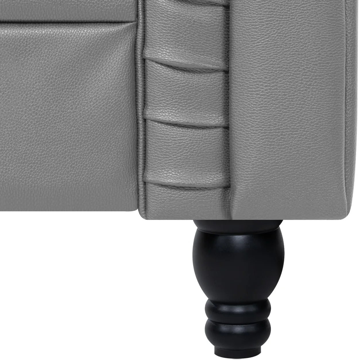 Naomi Home Chesterfield Accent Chair and Loveseat Set, Stylish Tufted Leather Couch and Chair for Living Room or Bedroom Furniture, Modern Design Gray/PU/Sofa