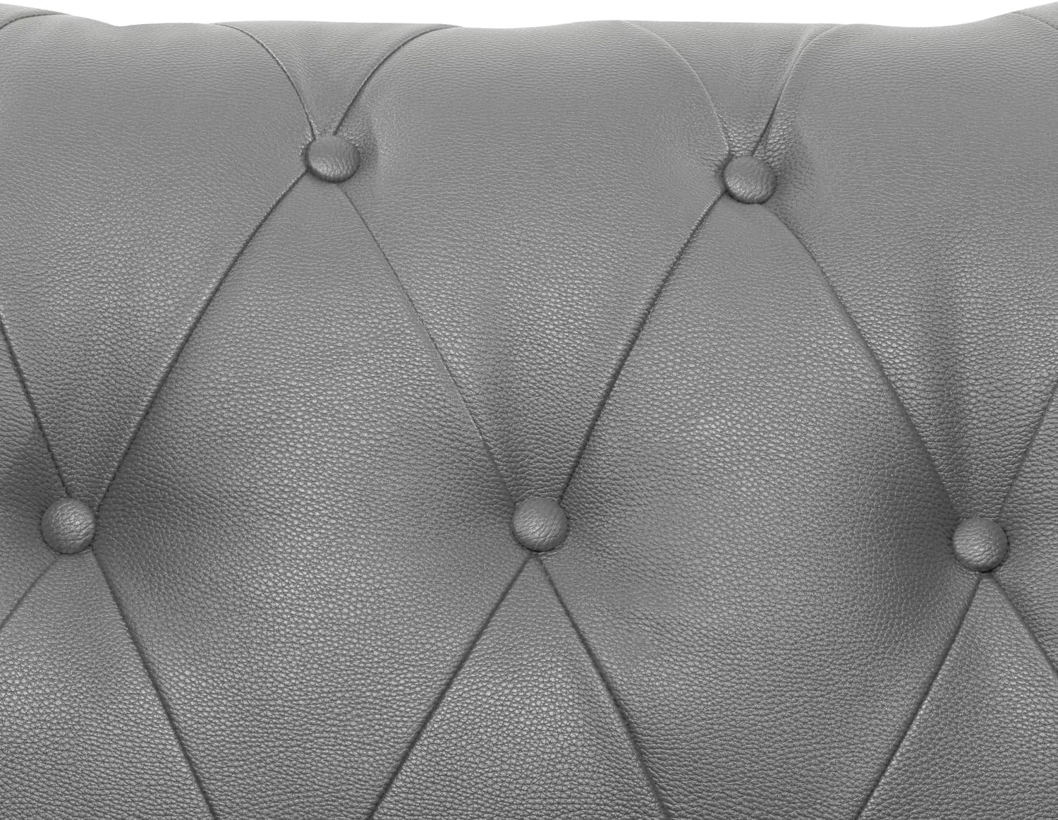 Naomi Home Chesterfield Accent Chair and Loveseat Set, Stylish Tufted Leather Couch and Chair for Living Room or Bedroom Furniture, Modern Design Gray/PU/Sofa