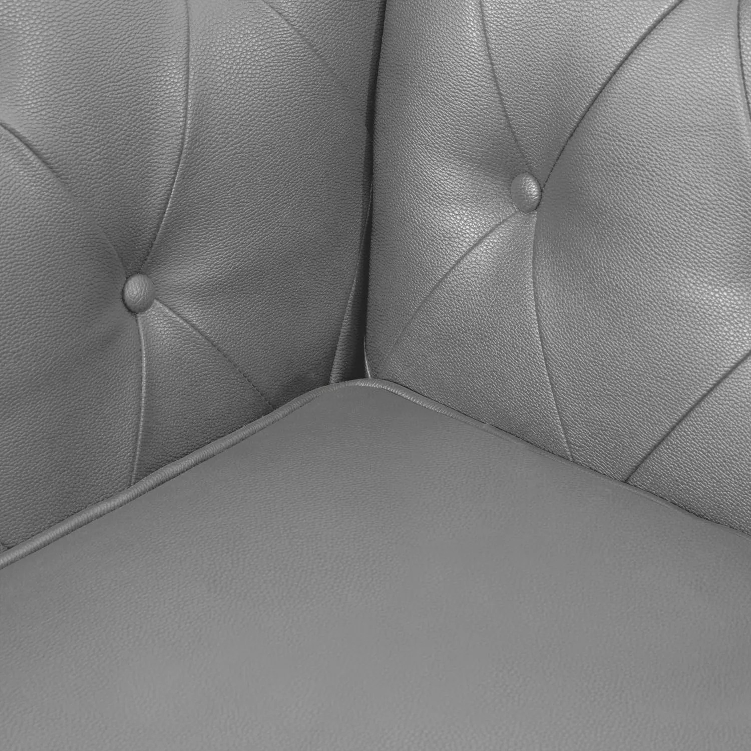 Naomi Home Chesterfield Accent Chair and Loveseat Set, Stylish Tufted Leather Couch and Chair for Living Room or Bedroom Furniture, Modern Design Gray/PU/Sofa