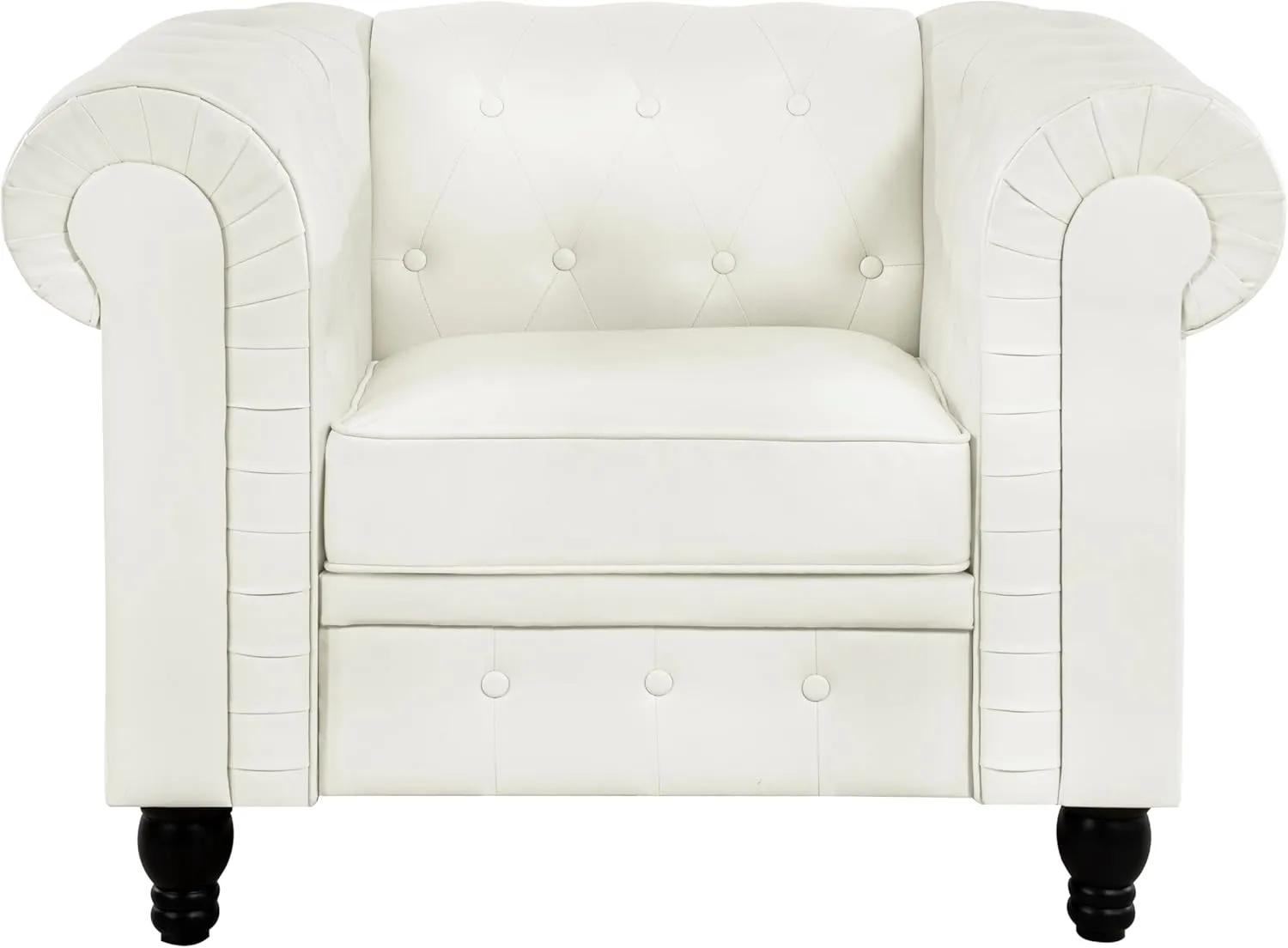 Naomi Home Chesterfield Accent Chair Only Living Room Chair Juegos Leather Couch Sofa for Bedroom Modern Chesterfield Tufted Leather Sofas for Living Room Off White Sofa