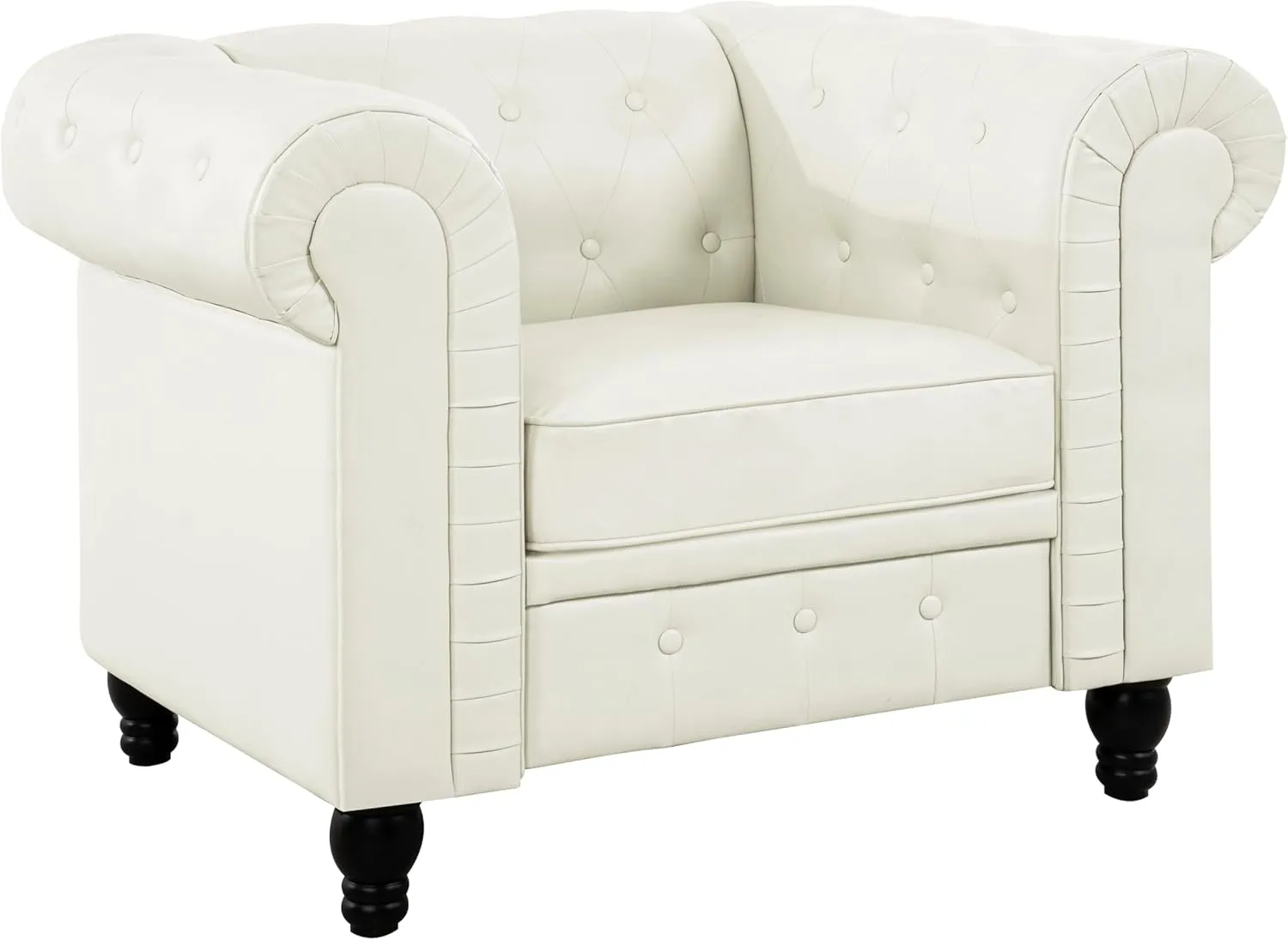 Naomi Home Chesterfield Accent Chair Only Living Room Chair Juegos Leather Couch Sofa for Bedroom Modern Chesterfield Tufted Leather Sofas for Living Room Off White Sofa