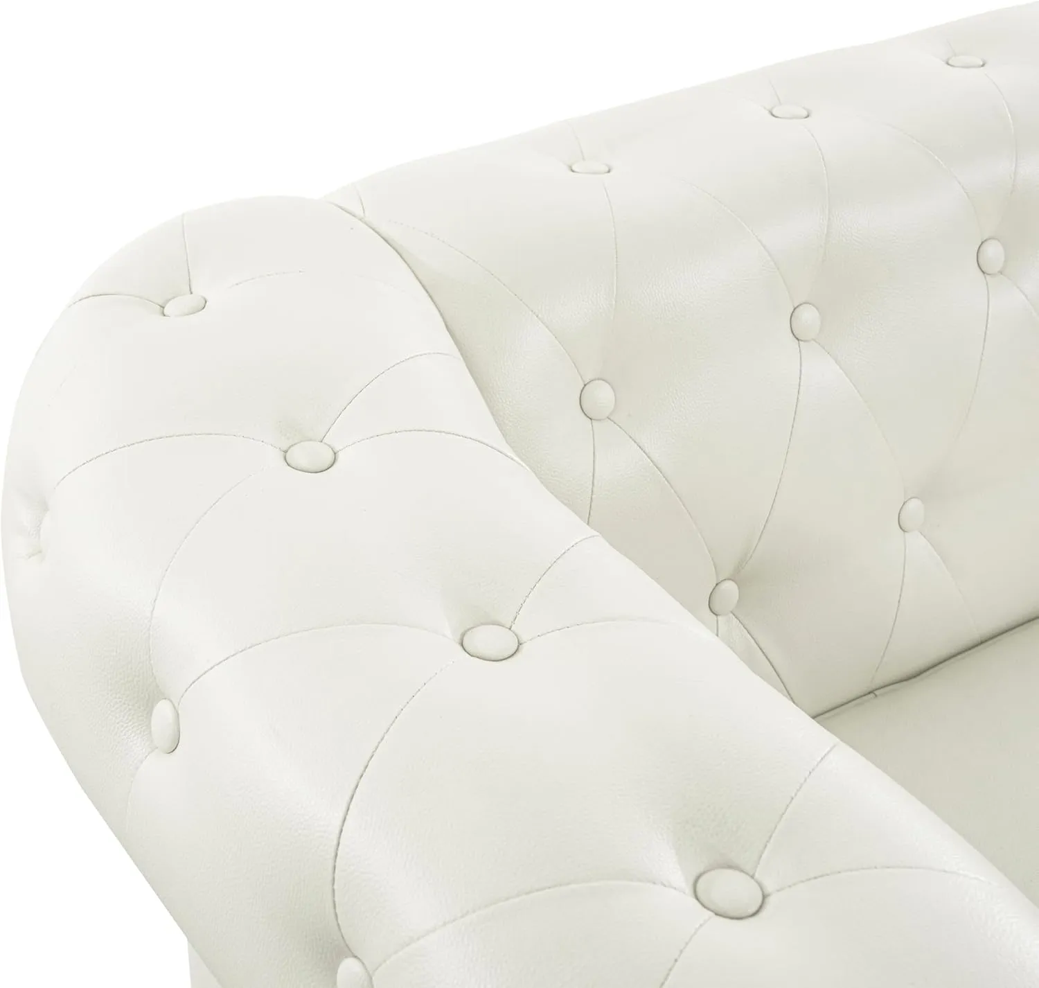 Naomi Home Chesterfield Accent Chair Only Living Room Chair Juegos Leather Couch Sofa for Bedroom Modern Chesterfield Tufted Leather Sofas for Living Room Off White Sofa