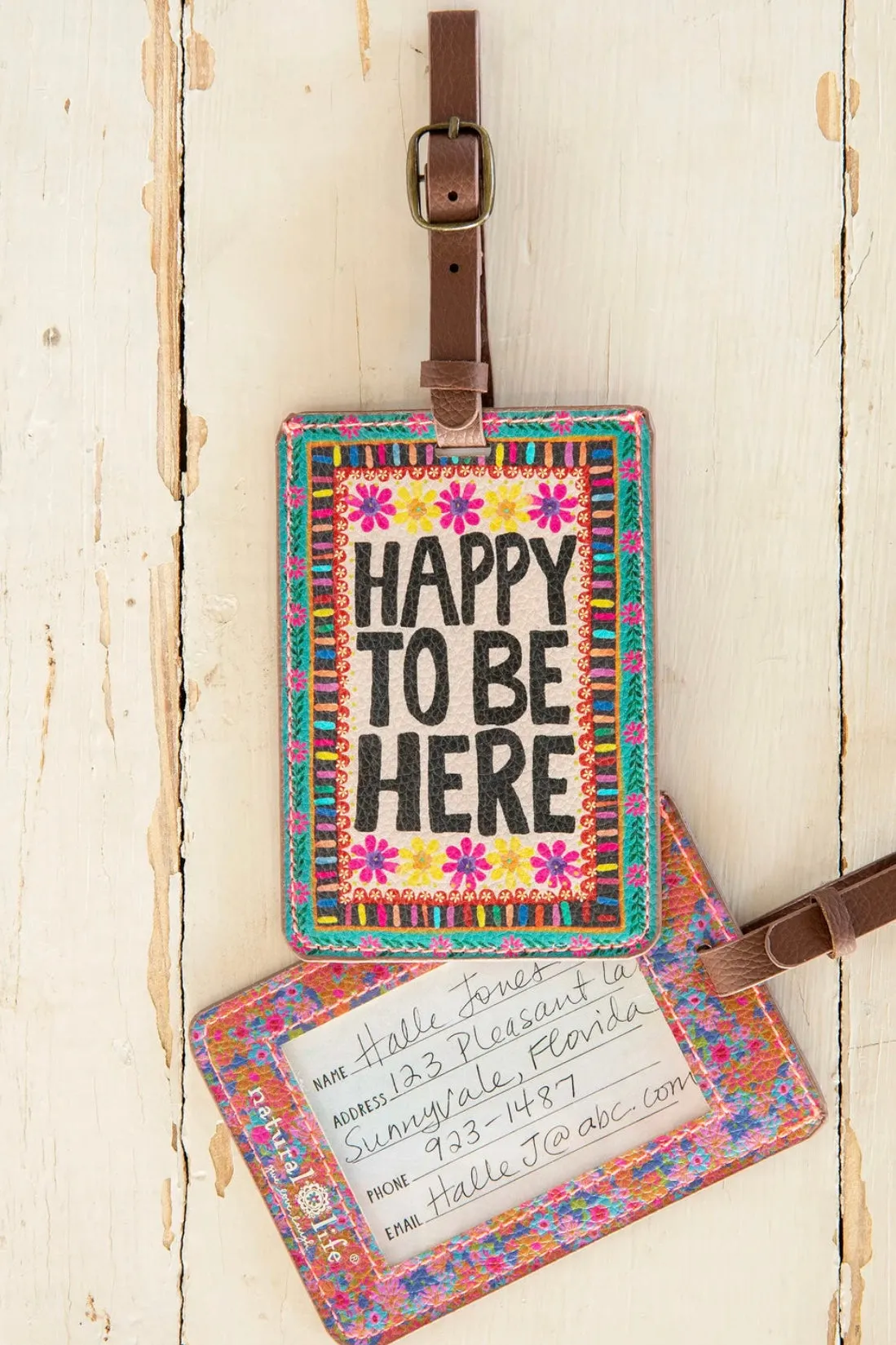 Natural Life Luggage Tag- Happy To Be Here
