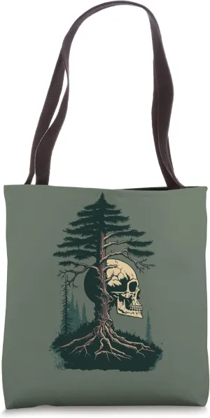 Nature Skull Illustration Distressed Trees & Roost Outdoors Tote Bag