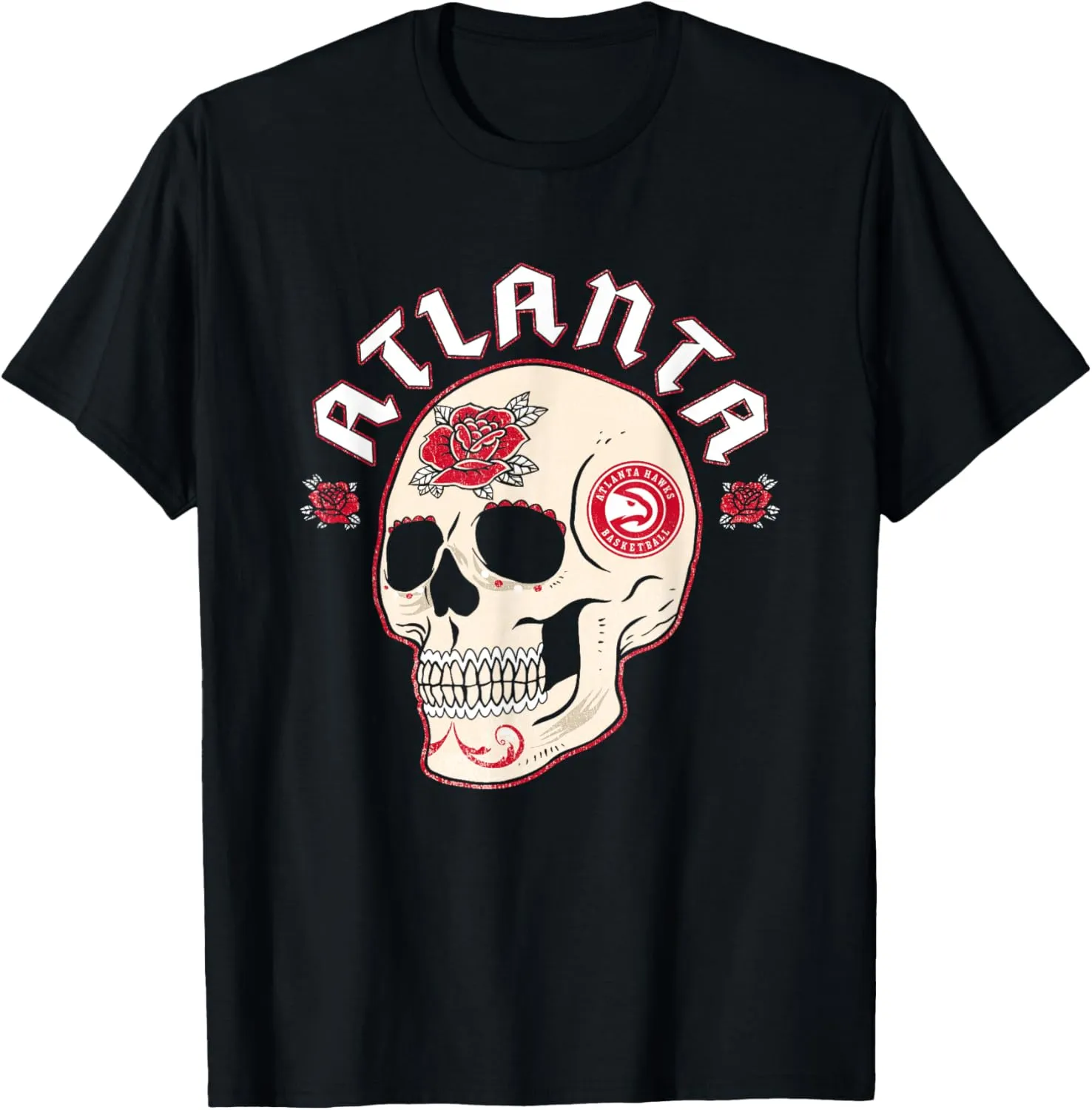 NBA Atlanta Hawks Halloween Floral Skull T-Shirt