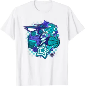 NBA Charlotte Hornets Psychedelic Basketball Collage T-Shirt
