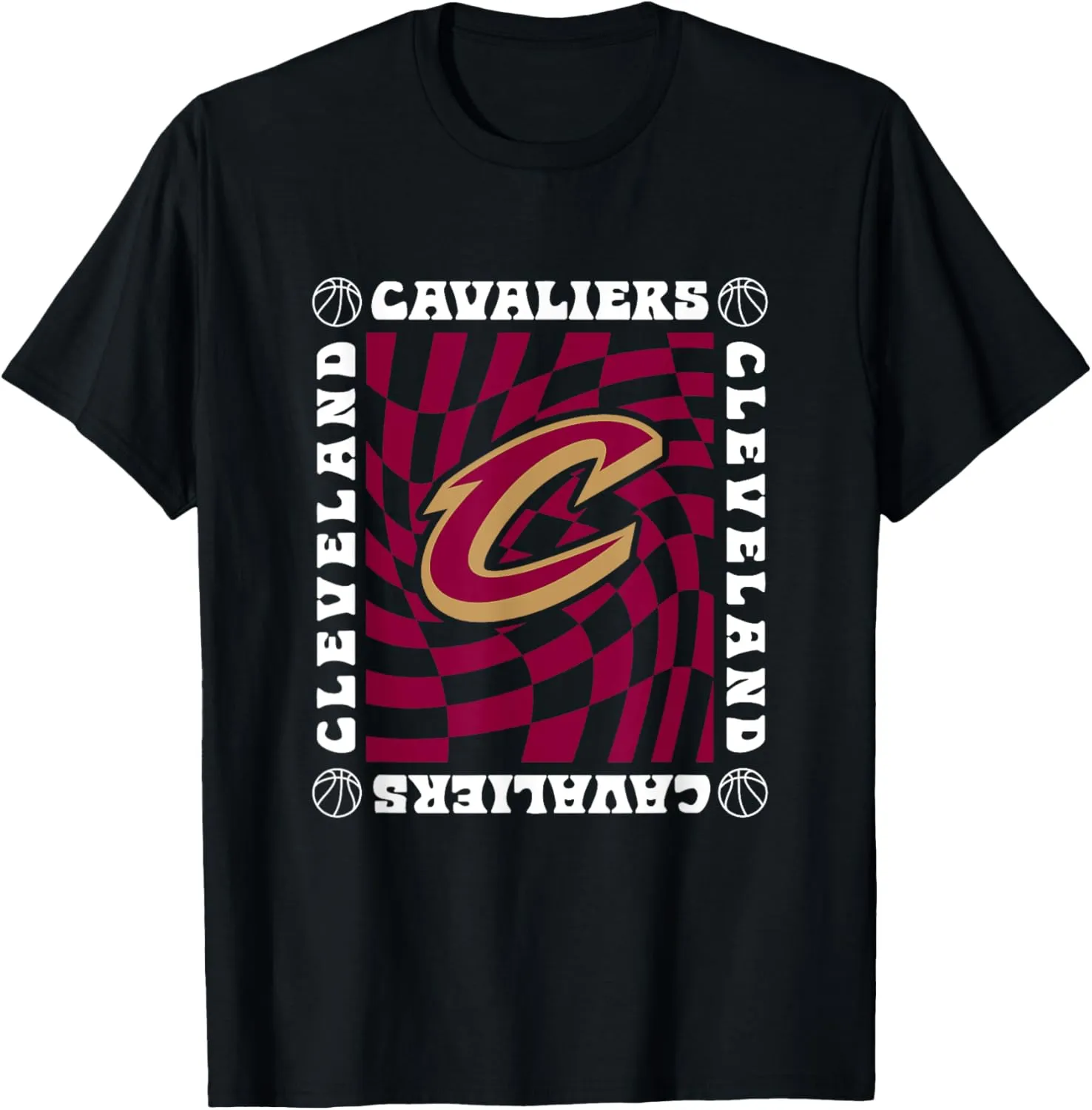 NBA Cleveland Cavaliers Retro Checkerboard Wave T-Shirt