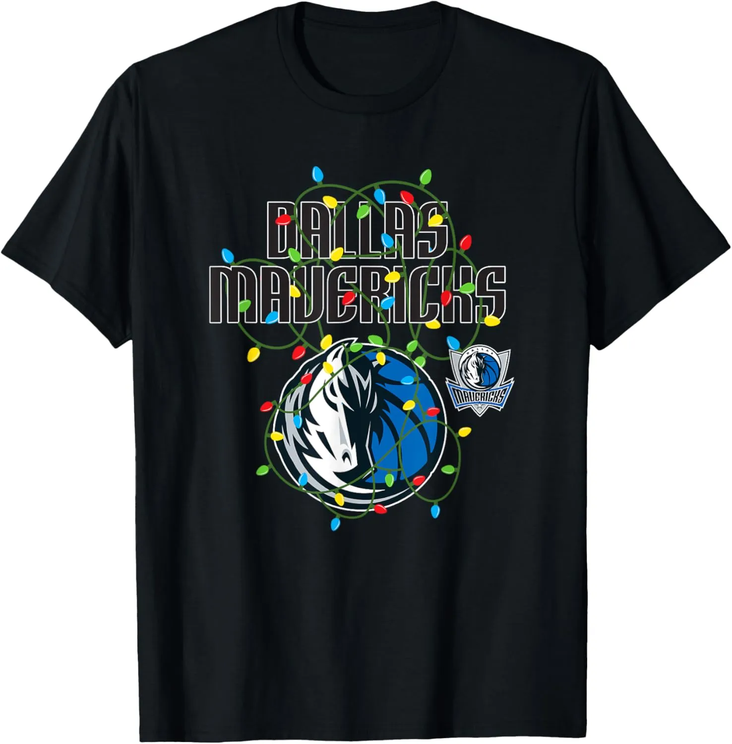 NBA Dallas Mavericks Christmas Lights Holiday T-Shirt