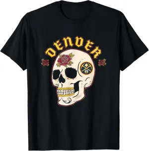 NBA Denver Nuggets Halloween Floral Skull T-Shirt