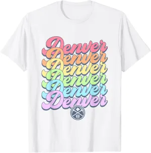 NBA Denver Nuggets Pastel Rainbow Pride Stack T-Shirt