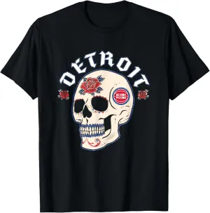 NBA Detroit Pistons Halloween Floral Skull T-Shirt