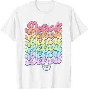 NBA Detroit Pistons Pastel Rainbow Pride Stack T-Shirt