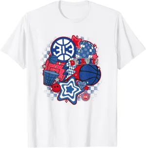 NBA Detroit Pistons Psychedelic Basketball Collage T-Shirt