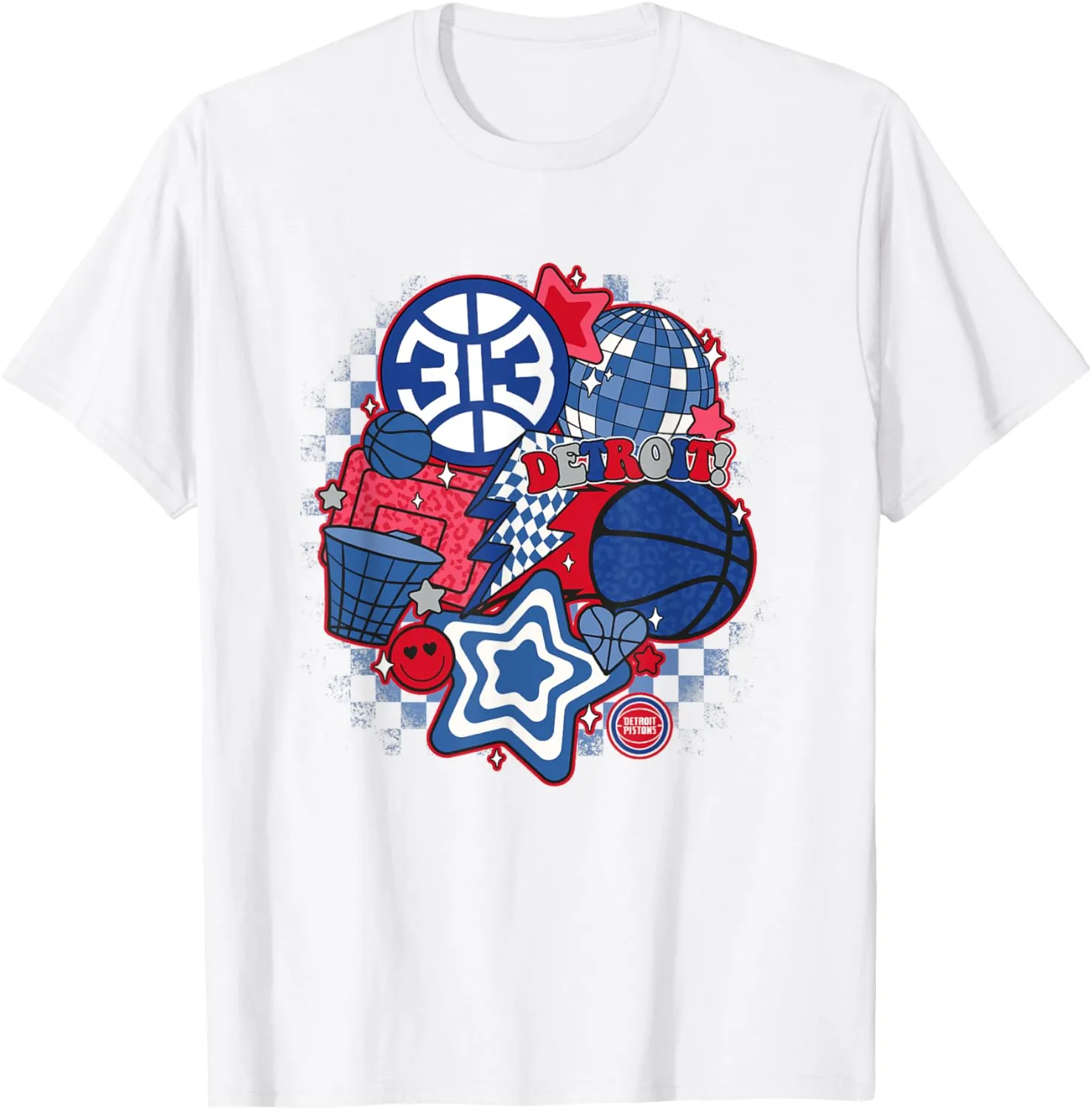 NBA Detroit Pistons Psychedelic Basketball Collage T-Shirt