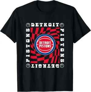 NBA Detroit Pistons Retro Checkerboard Wave T-Shirt