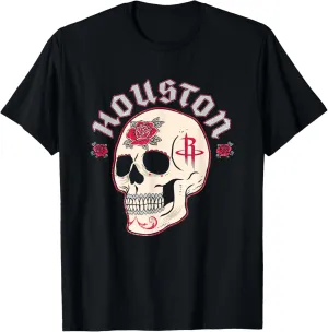 NBA Houston Rockets Halloween Floral Skull T-Shirt